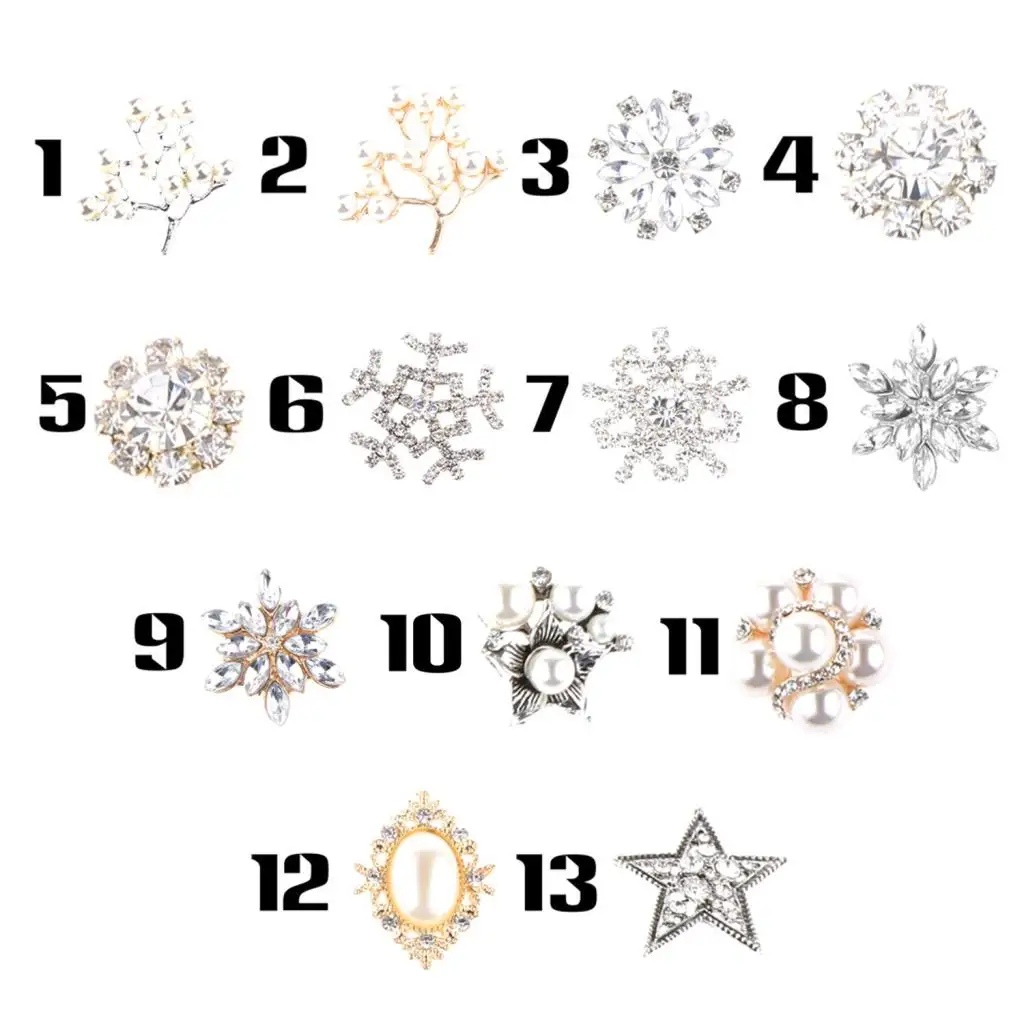 

Magideal 10 Pcs/Lot Rhinestone Flower Buttons Flatback Embellishments Craft DIY Decorations