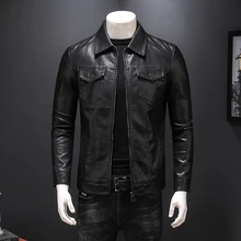 Новые мужские кожаные куртки осенние повседневные мотоциклетные пальто из искусственной кожи Размер M-3XL