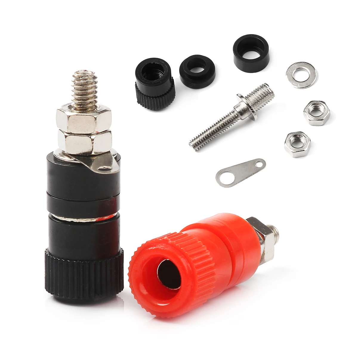 

10PCS 4mm Red and Black Banana Socket Professional Binding Post Nut Banana Plug Jack Connector Nickel Plated