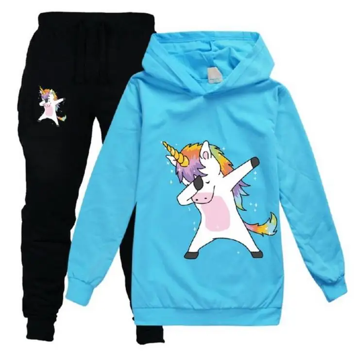 New Children's Set Children's Hoodies+ Pants 2 Pcs Tracksuit Boys And Girls Spring Autumn Unicorn Take Off Gesture Clothing Set - Цвет: style 14