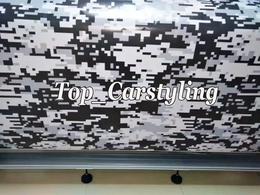 white grey black pixed camo digital Tiger car wrapping covering with air bubble free (24)