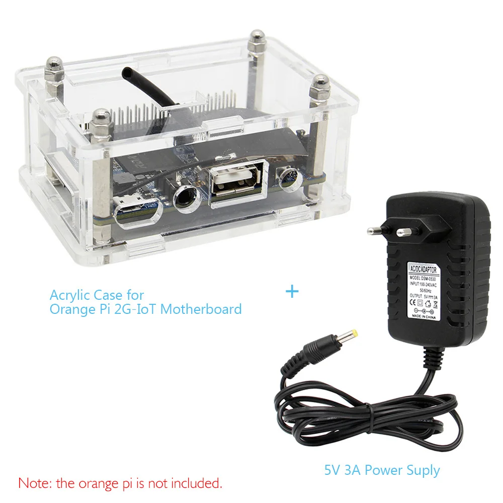 

Acrylic Case with 5V 3A Power Supply Kit for Orange Pi 2G-IoT Motherboard Acrylic Protective Case Box Set