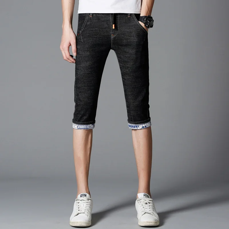 Black Plus Size Punk Shorts Men Jeans Casual Slim Fit Short Straight Denim Trousers Summer Calf Length Streetwear Black Plus Size Punk Shorts Men Jeans Casual Slim Fit Short Straight Denim Trousers Summer Calf Length Streetwear