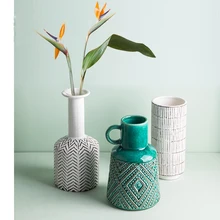 Простые ins богемные керамические вазы для внутренней отделки гостиной цветочные композиции сушеные Цветочные Декорации