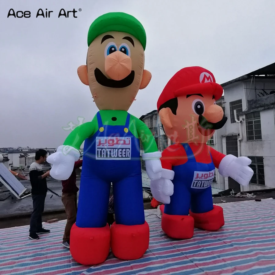 Модный мультяшный воздушный шар надувной Супер Марио и Луиджи brother модель с бесплатным воздуходувкой для продажи