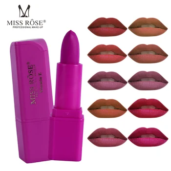 

Miss rose professional makeup matte lipstick pencil waterproof long lasting 3.4g moisturizing lipstick purple nude red lip MS139