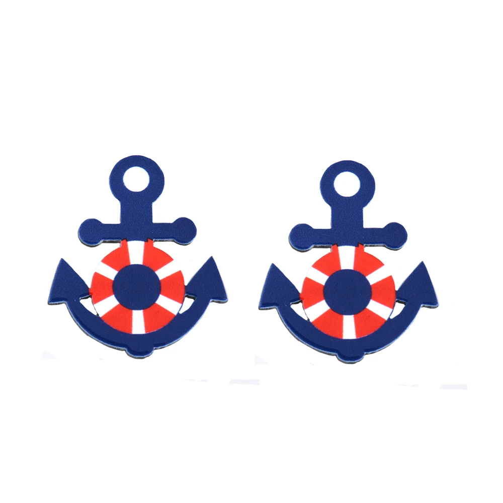 10 unids/lote azul marino rojo ancla los Cabochons de la resina