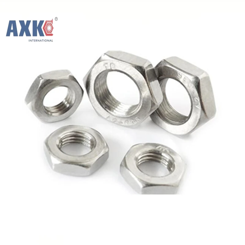 

50Pcs DIN439 GB6172 M3 M4 M5 M6 M8 304 Stainless Steel Hexagonal Nut Thin Hex Nuts AXK134
