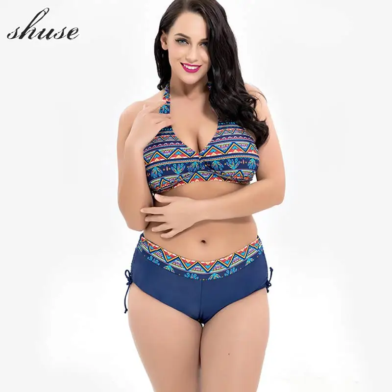 

SHUSE New Sexy Bikini Swimsuit Women's Plus Size 8XL Swimwear Bikini Set Push Up Bandage Biquini Large Size Bathing Suit