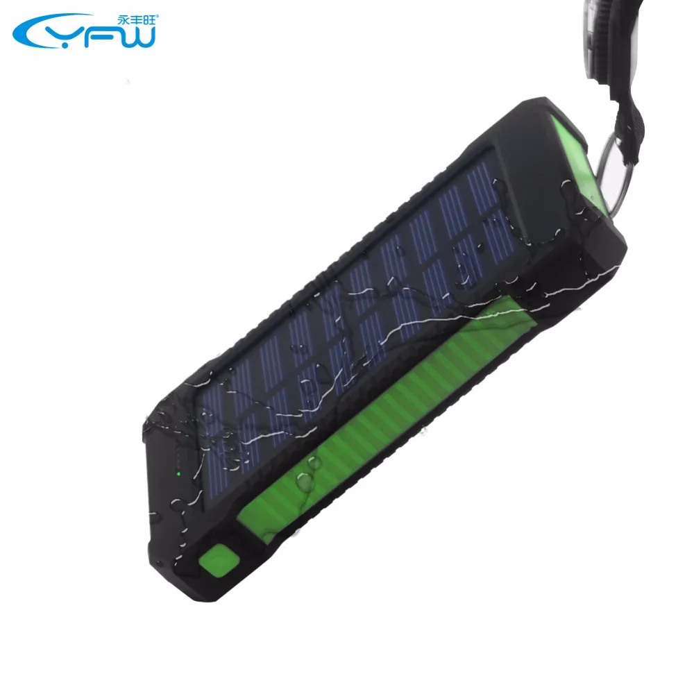 YFW 2016 водостойкий солнечный power Bank 10000 мАч Dual USB портативное солнечное зарядное