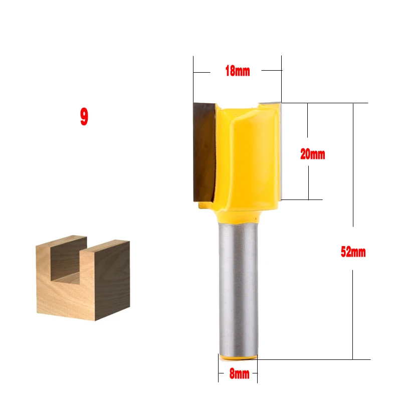 1 шт. 8 мм хвостовик высокое качество прямой/Dado маршрутизатор Набор бит 3,2, 3,4, 5,8, 10,12, 14,18, 20 мм Диаметр древесины режущий инструмент-Chwjw - Длина режущей кромки: 9NO(30)