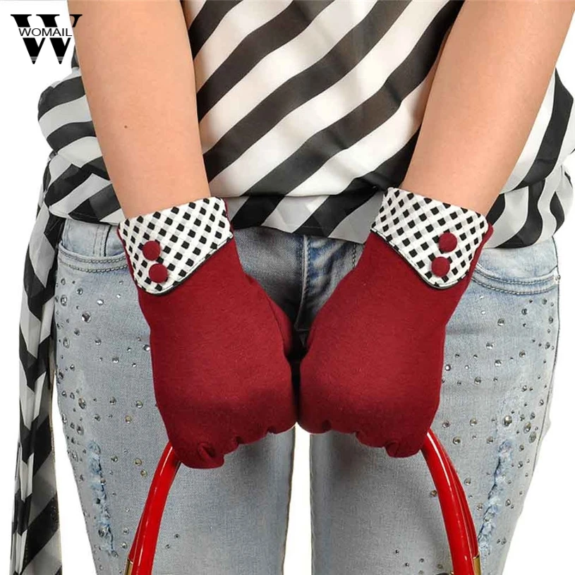 

Womail Winter gloves women Fashion women warmer Wrist Gloves plaid screen Gloves Guantes Tactil Mittens winter touch 1pair W709