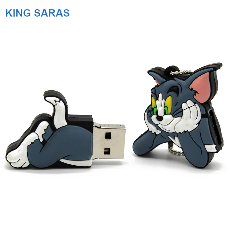 Usb флеш-накопитель KING SARAS с мультяшным котом и мышью om Jerry style usb 2,0 4 ГБ 8 ГБ 16 ГБ 32 ГБ 64 ГБ флешка, подарок U диск