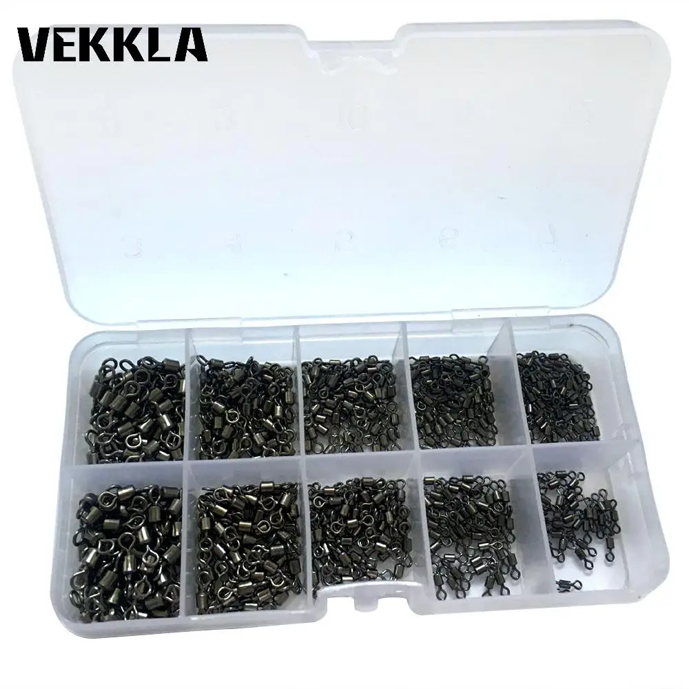 

500pcs/Set Copper Rolling Barrel Fishing Swivel Solid Ring Fish Tool W/Case Hand Tool Set With Case Accessories