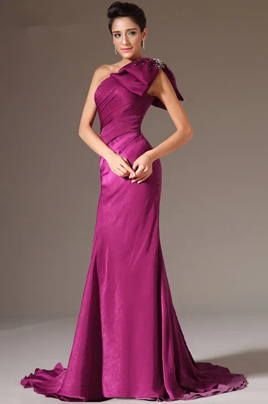 

Plus Size Evening Dresses 2019 Mermaid One-shoulder Beaded Bow Long Formal Party Evening Gown Prom Dresses Robe De Soiree