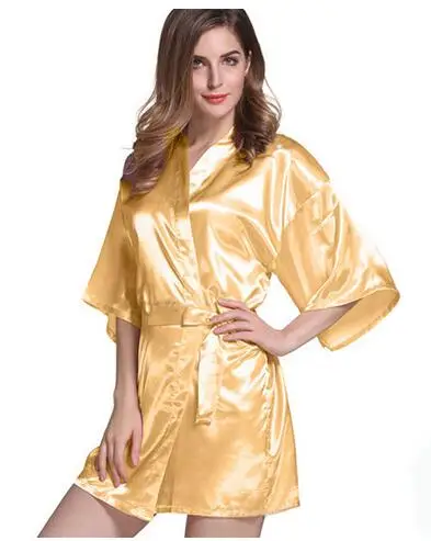 Short Style Woman Silk Kimono Robes Wedding Party Bridesmaid Robe RB029
