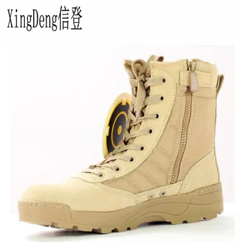 

XingDeng wear-resistant Army Military Boots Shoes Plus Size 38-45 Brand Men Desert Tactical Combat Boots
