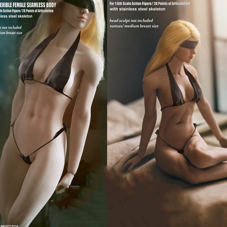 Corpo sem Emenda Boneca de Peito Médio para 1 Escala S23b Fêmea Super Flexível Figura Modelo Suntan Cor Pálida Cabeça 1 - 6 S22a 17 Figuras de ação