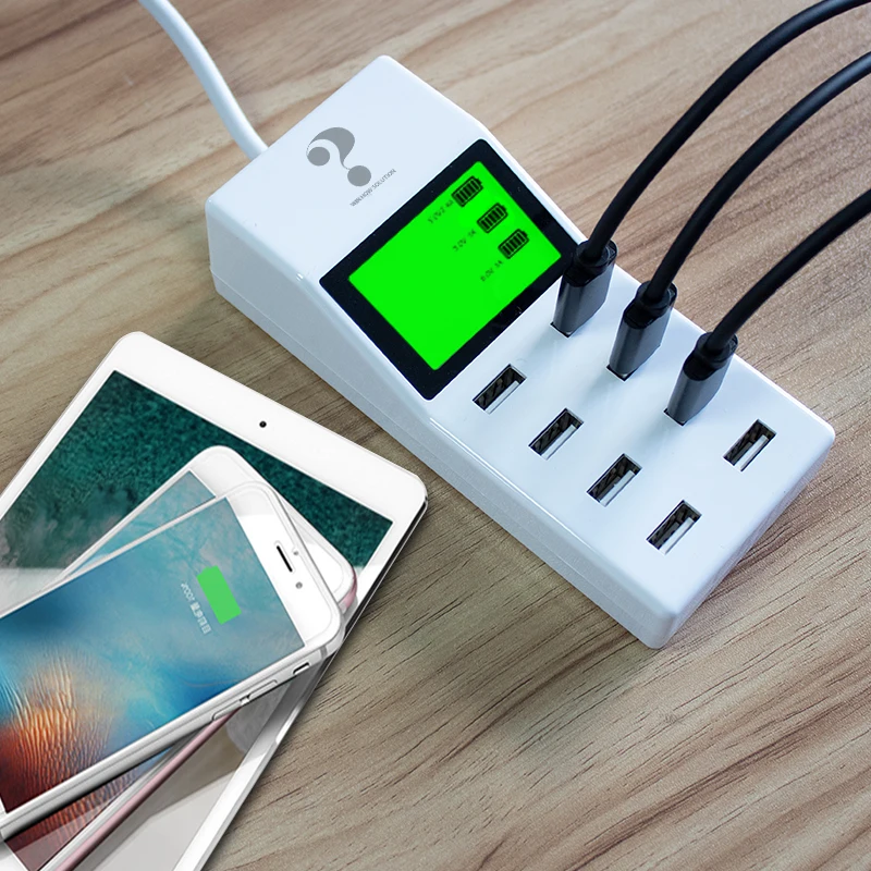 Универсальное умное зарядное устройство с 8 портами USB светодиодный дисплей 8A