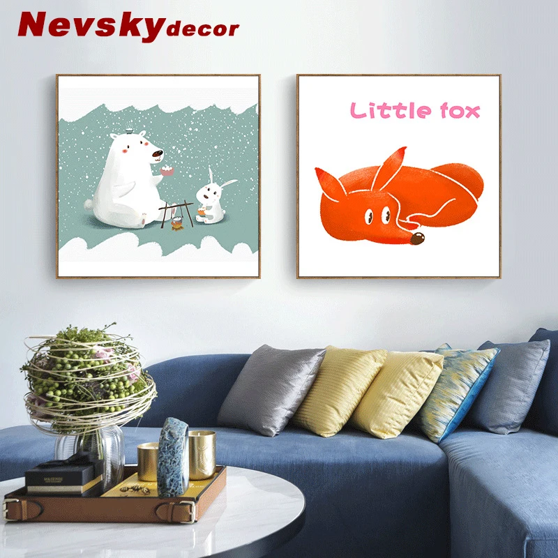 

Nevsky animal abstract art paintings on the wall for a house with a frame for living room Kids bedroom decoracion on canvas