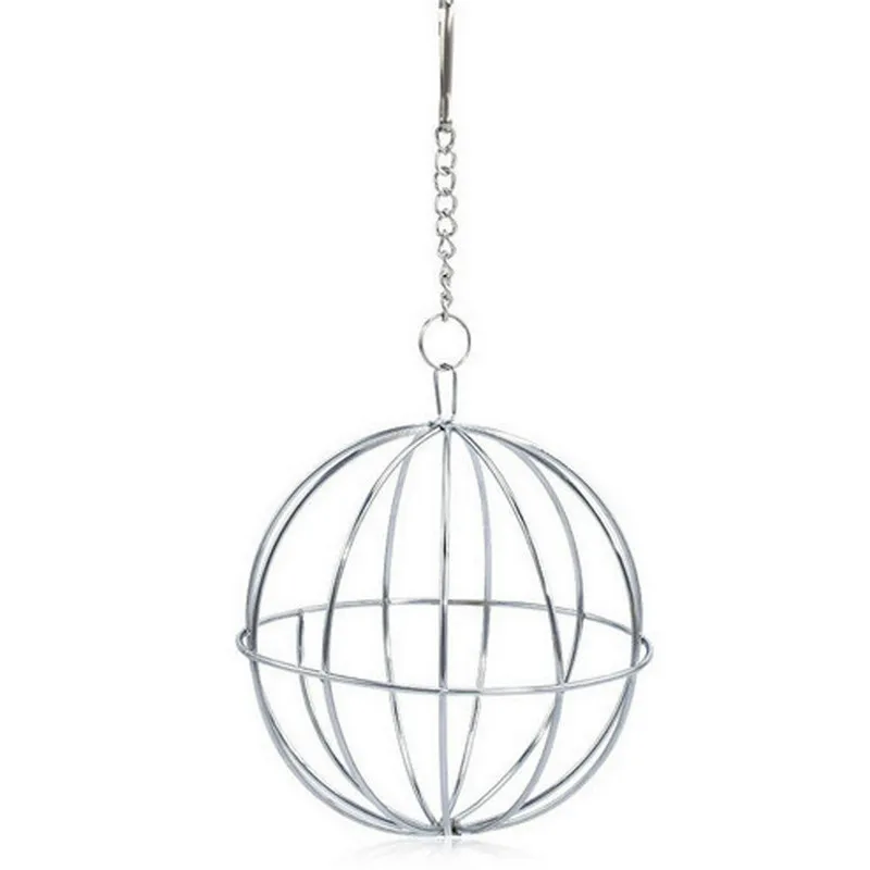 1pc Stainless Steel Round Sphere Feed Dispense Exercise Hanging Hay Ball Guinea Pig Hamster Rat Rabbit