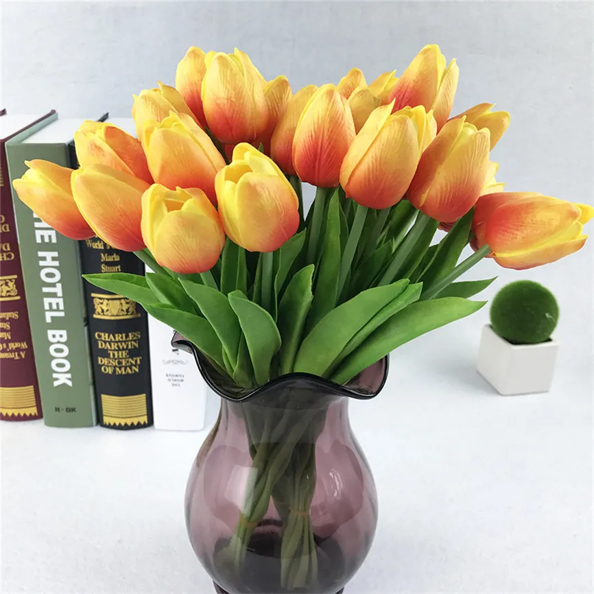 20pcs Artificial Tulip Flower Latex Real Touch Wedding Bouquets Home Party Decor 