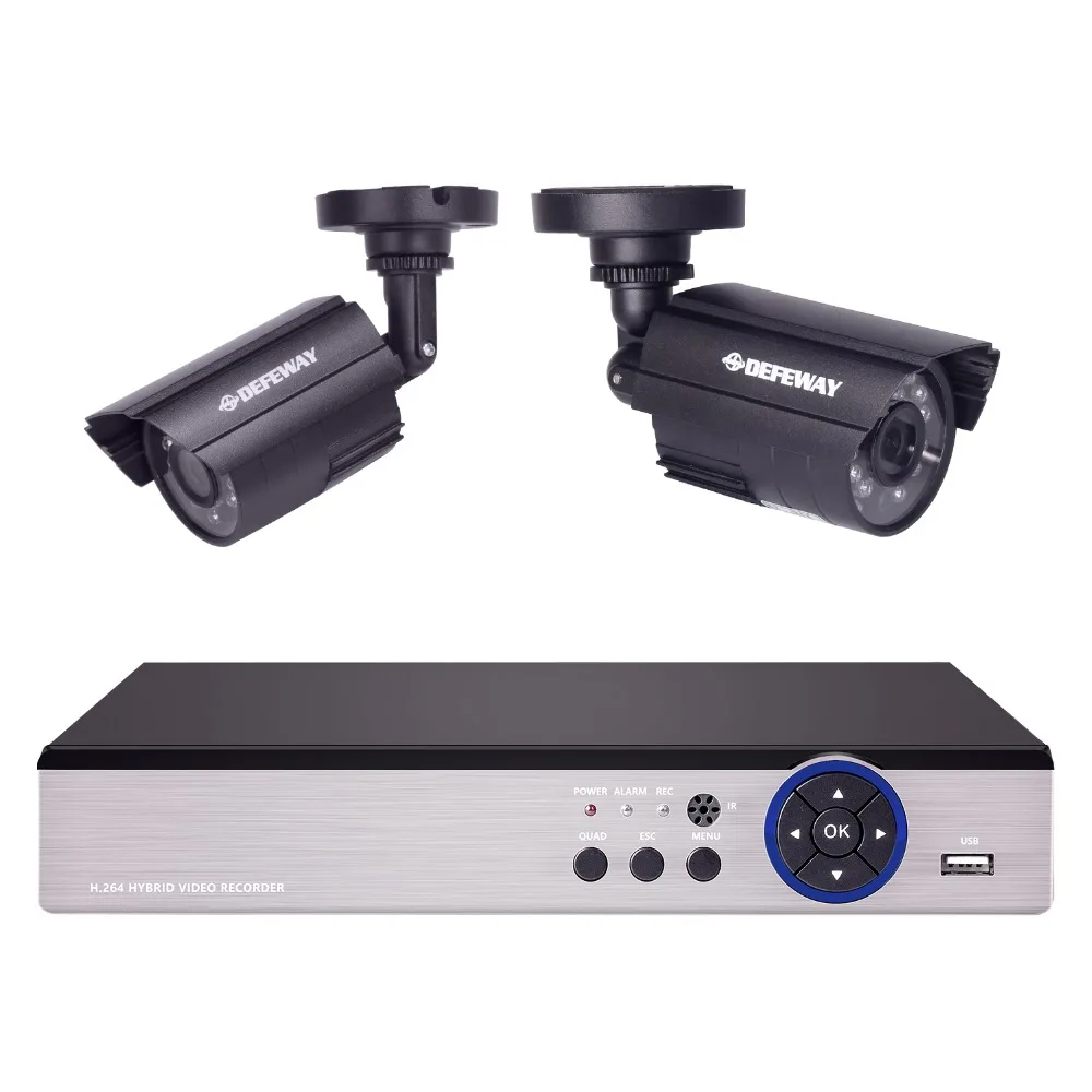 DEFEWAY HD 1080N 4 канальный CCTV система видеонаблюдения DVR комплект 2 шт. 1200TVL Домашняя безопасность 4 CH камера система HDD новое поступление