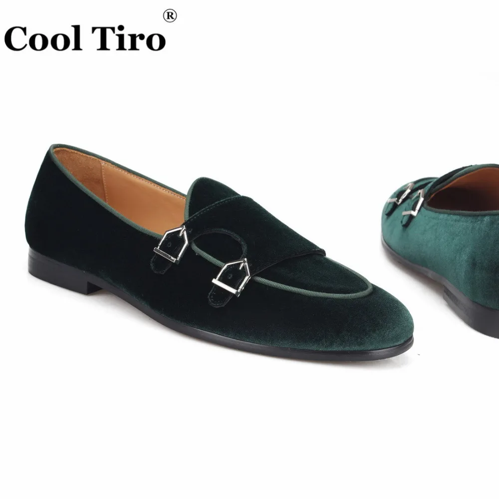 Green Velvet Double-Monk Belgian Loafers  (6)