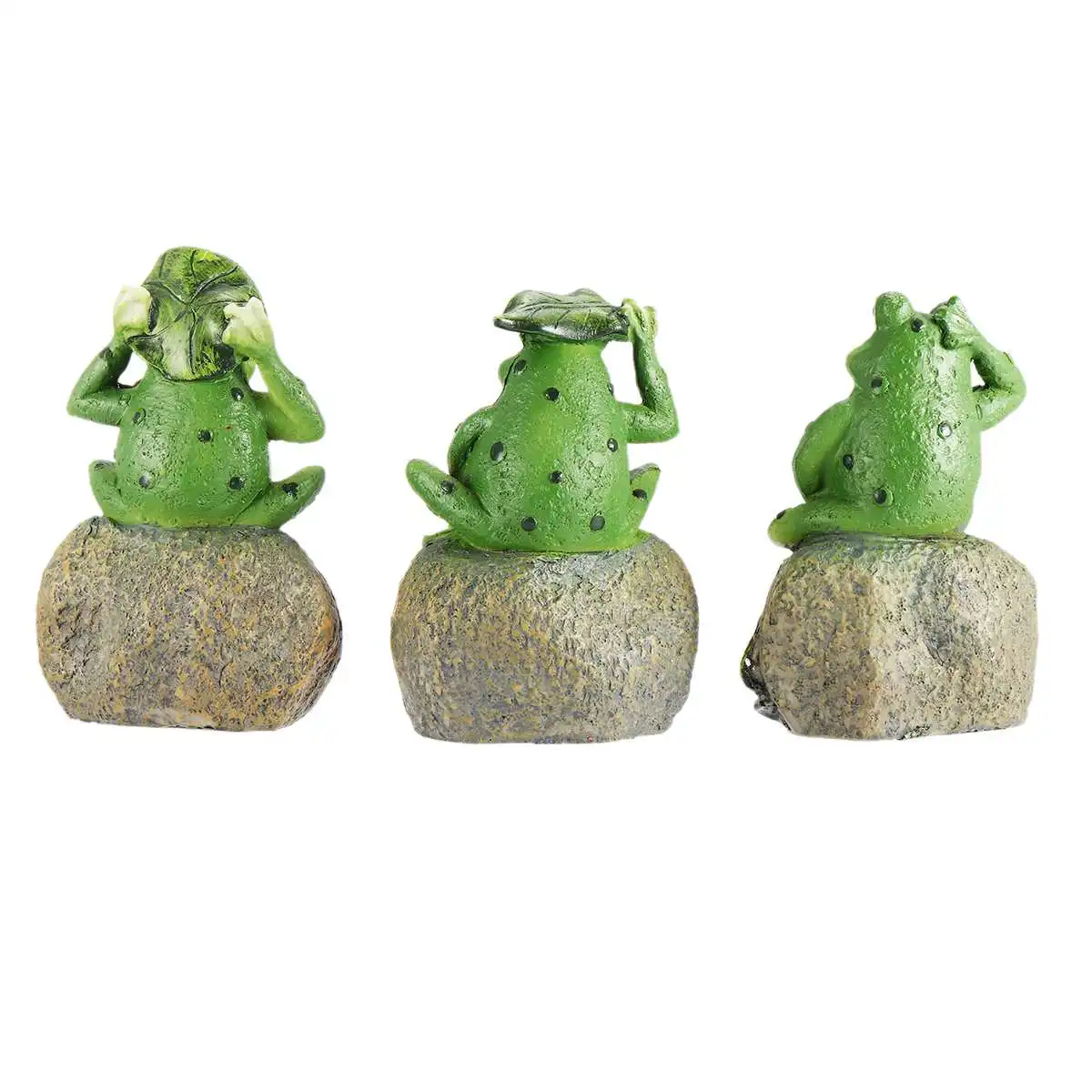 

3PCS Peace Hope Enjoy Frogs Figurines Miniatures Fairy Garden StatuesPond Landscaping Frogs Country Garden Animal Decoration
