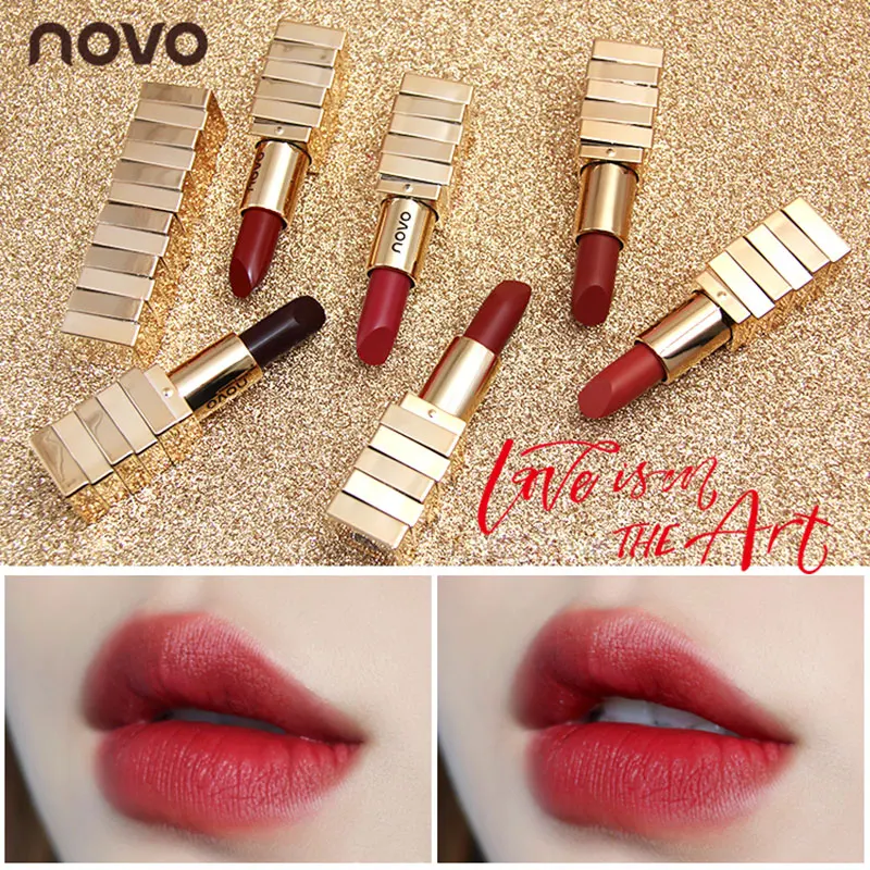 

NOVO Korean Style 6 Colors Lipstick Mate Velvet Matte Lipstick Rouge A Levres Waterproof Long Lasting Lipstick Batom Pintalabios