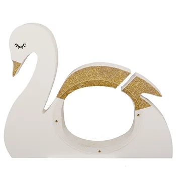 

Northern Europe Creative Swan Money Box Shimmering Powder Solid Wood Piggy Bank Gift Desktop Place Adorn Home Furnishing Article