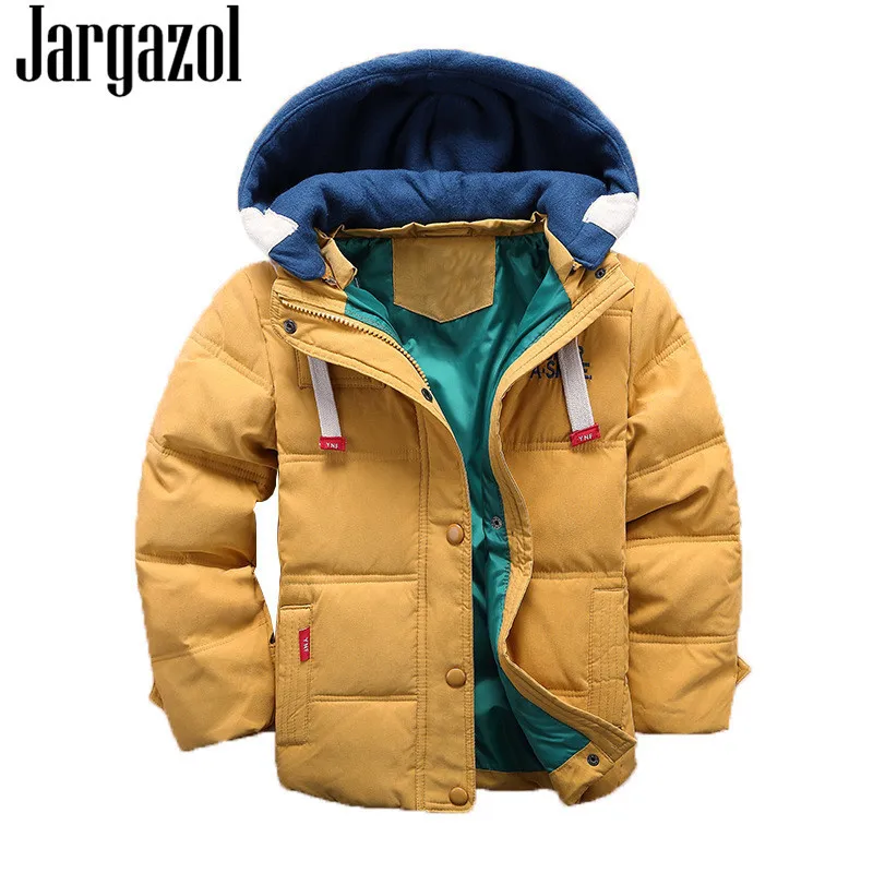 

Jargazol Boys Girls Down Coat 200g White Duck Down Children's Winter Outwear Thickening Pockets 2018 Fashion Hooded Jackets