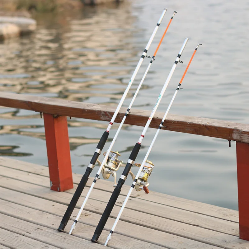 Portable1.5M 1.8M White Glass Fishing Rod Super Hard Two Sections Lure