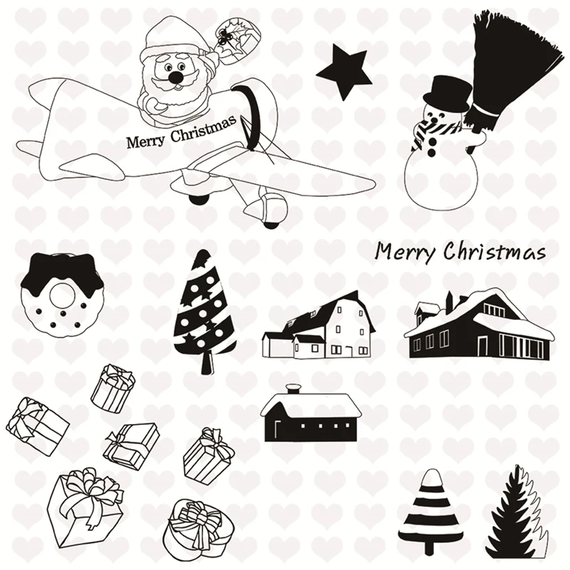 

Eastshape Xmas Decor Cutting Dies 2019 And Stamps Santa on Jet with Airdrop Clear Mental Dies Scrapbooking DIY Card Craft