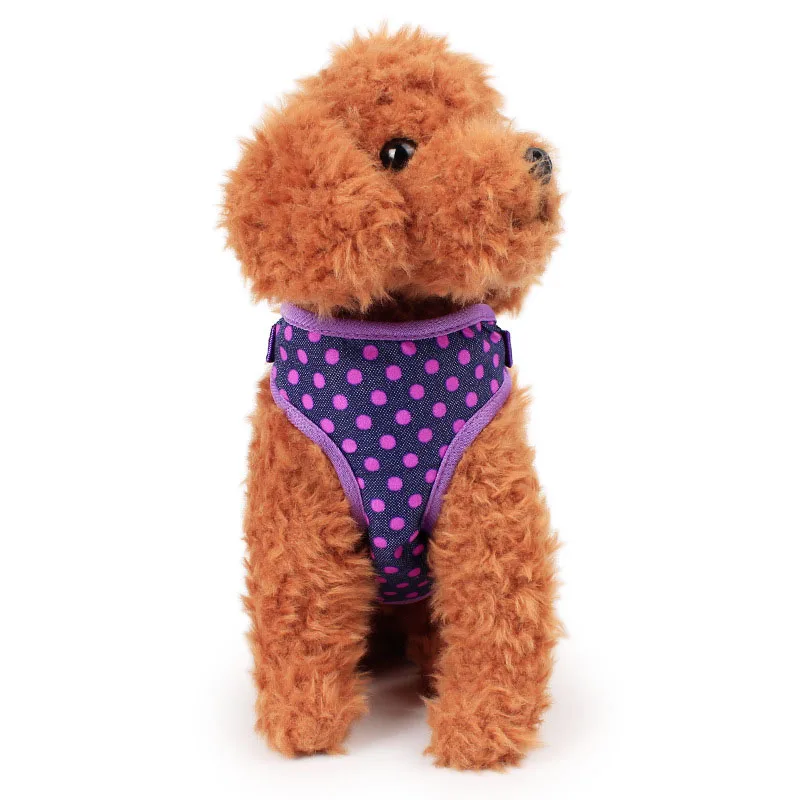 Cute Dot Small Dog Harness Soft Mesh Padded Vest Adjustable No Pull