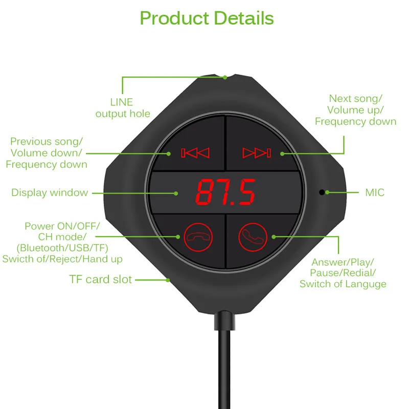 Onever, двойной USB выход, автомобильный Bluetooth, fm-передатчик, автомобильный комплект, MP3 плеер, беспроводной fm-модулятор, поддержка TF карты/USB музыки