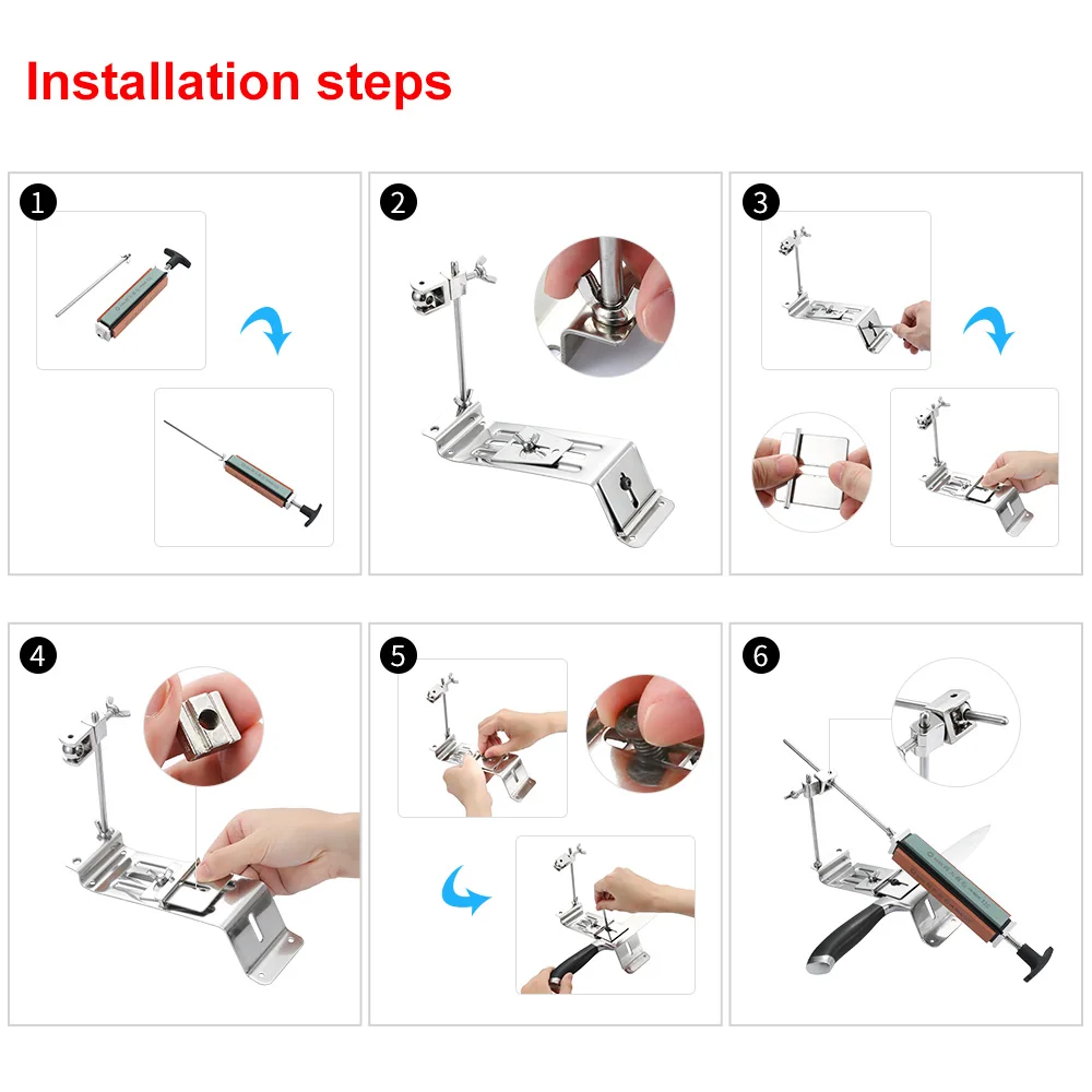 Профессиональная точилка для ножей, набор инструментов из нержавеющей стали, точилка для кухонных ножей, точильный станок, фиксированный угол заточки с точильными камнями