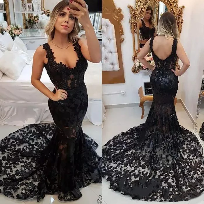 vestidos-de-noche-de-encaje-negro-sexy-sirena
