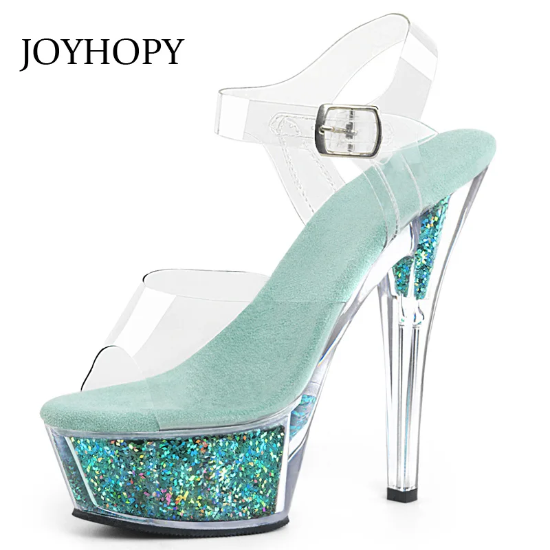 

JOYHOPY 15cm High Heels Sandals Women's Party Wedding Bling Crystal Platform Thin Heels Shoes Dancing Shoes Woman Pumps WS1688