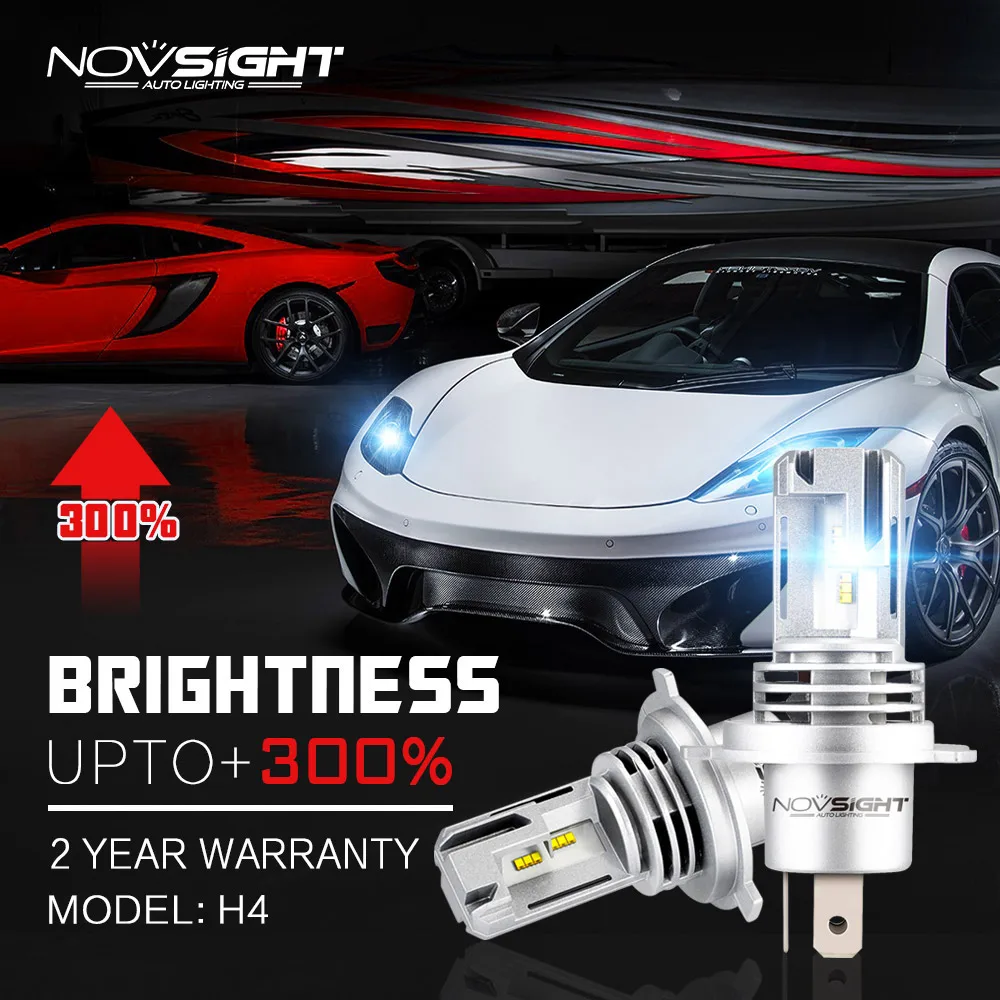 

Novsight New Style Car Light Bulbs 1:1 design 55w 10000lm 6000k White IP68 Waterproof H4 H7 H8 H11 9005 9006 LED Car Headlight