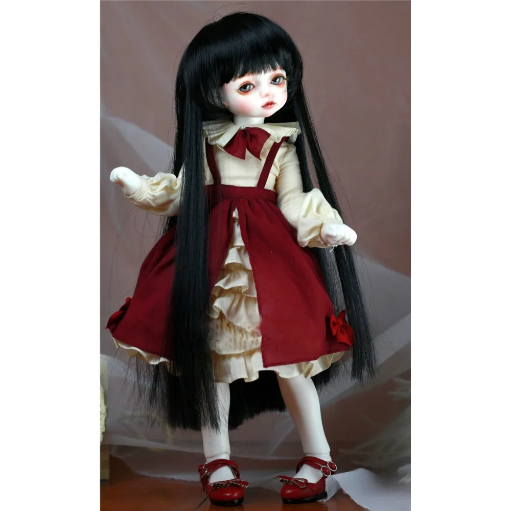 BJD черный длинный прямой парик для 1/6 11 &quot1/4 17&quot 1/3 24 &quotвысокий YOSD MSD SD DK DZ AOD DD кукла