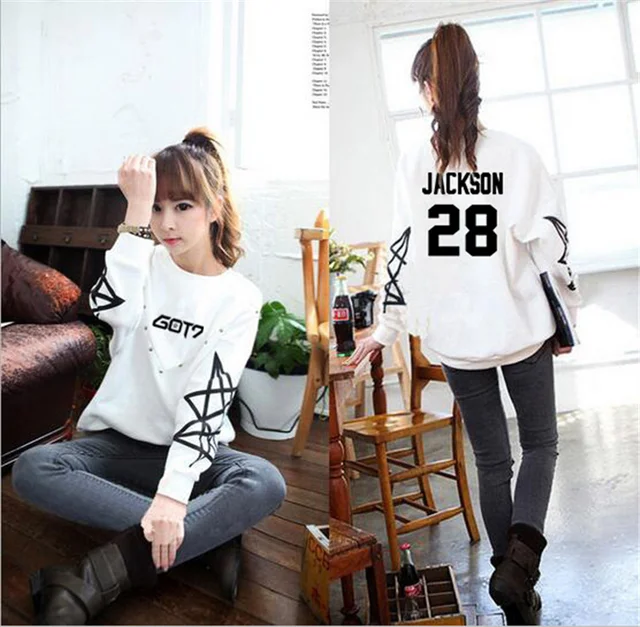 Got7 femmes à capuche kpop GOT7 blanc vêtements automne vêtements à manches longues manteau style coréen