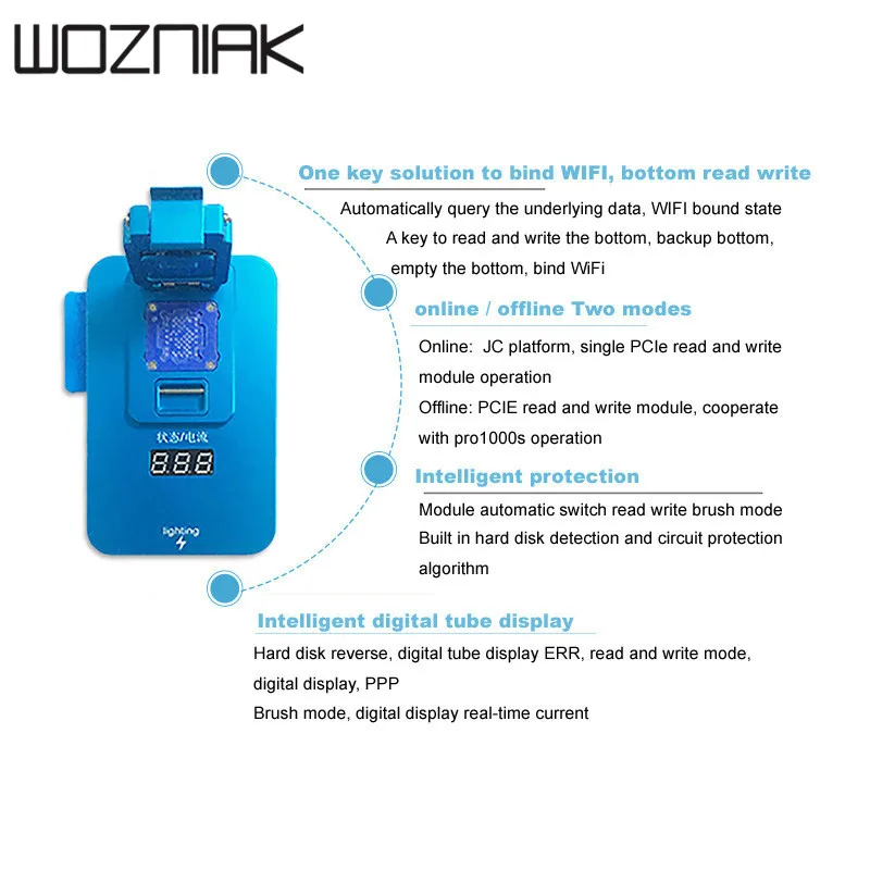 Wozniak-PCIE-NAND-Flash-IC-Programmer-Disk-Test-Tool-Fix-Repair-Free-HDD-Chip-Serial-Number
