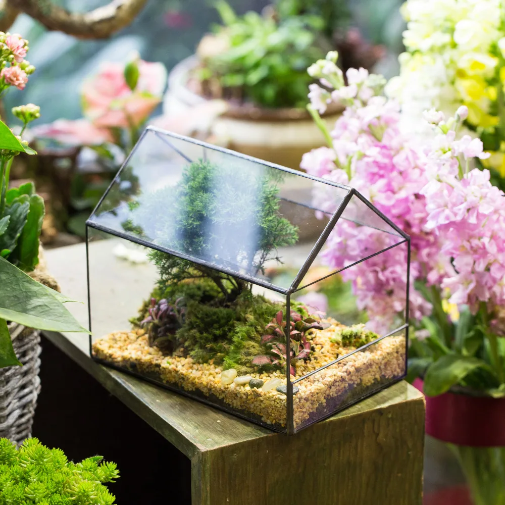 Antique Glass Geometric House Terrarium Succulent Plant Wedding Home Decor USA 