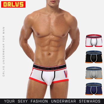 

ORLVS Brand Cotton Men Boxers Comfortable Underwear Quick Dry Mesh Male Panties Cueca Tanga Breathable Men Boxers Male Panties