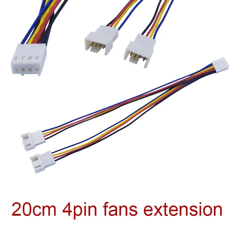 10 قطعة 20 سنتيمتر PC اللوحة مروحة التبريد 4 دبوس إلى 2x 4pin PWM تمديد كابل جديد