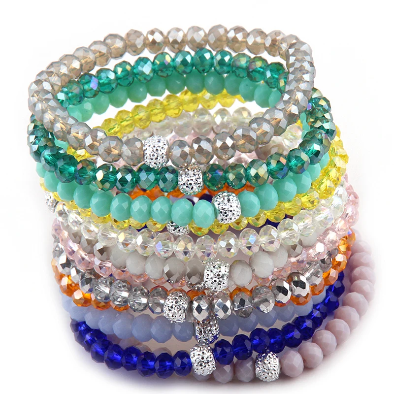 Браслеты из многослойного стекла 6 мм 10 шт. разные цвета/партия|glass bracelet|energy