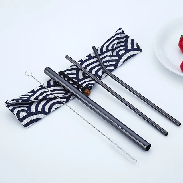 Reusable Metal Drinking Straws Kit With Cleaning Brush  5