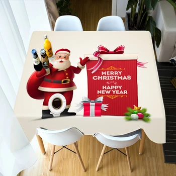 

Christmas Tablecloth Cute Santa/Gift 3D Pattern Washable cloth Home Party Table cloth Rectangular/Round Table Cover