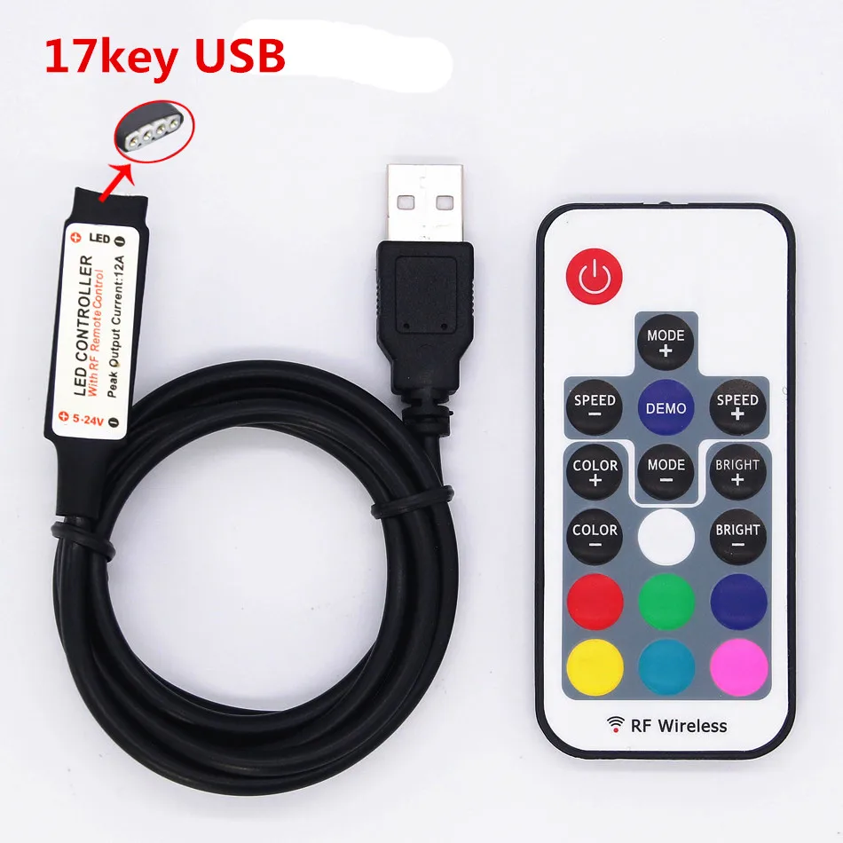 Мини 3key 10key 17key 24key 44key RGB контроллер для 5050 3528 2835 Светодиодные ленты светильник ленты лампы 12V 24V - Цвет: Коричневый